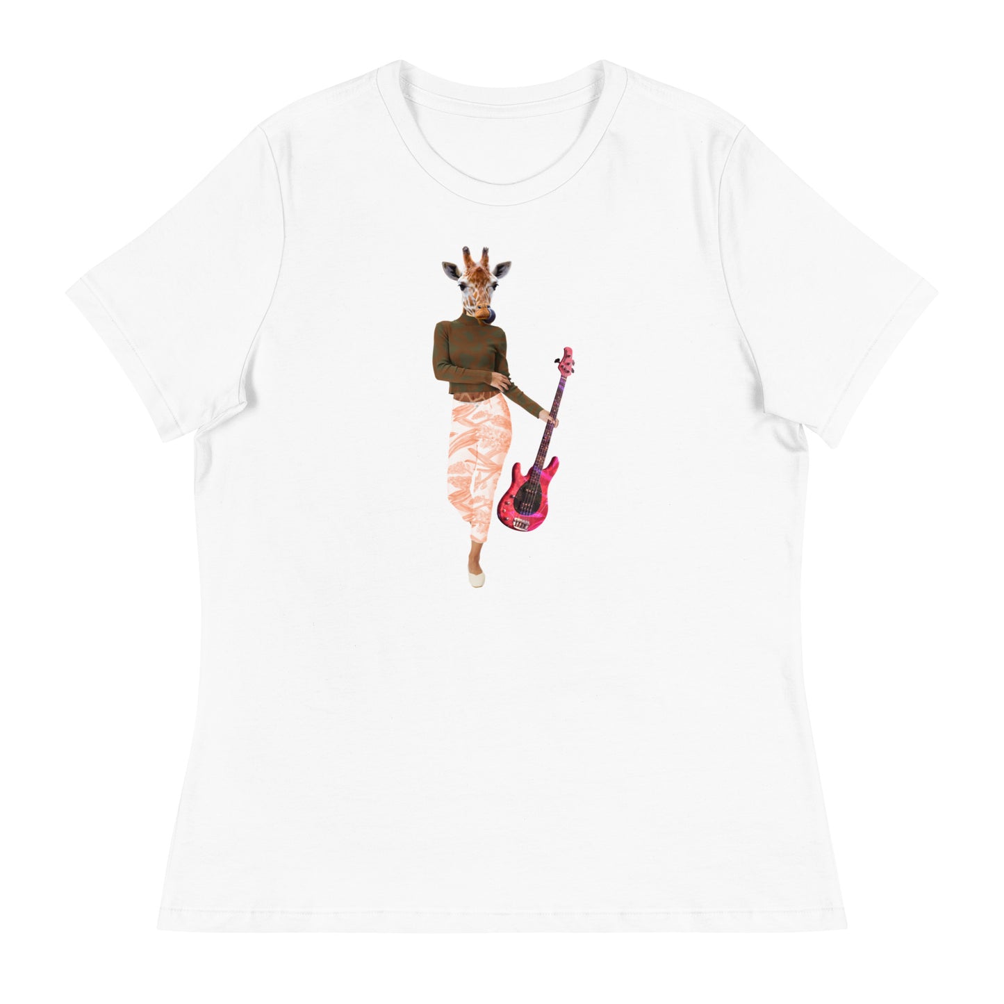 Giraffe With Guitar Collage Women's Relaxed T-Shirt