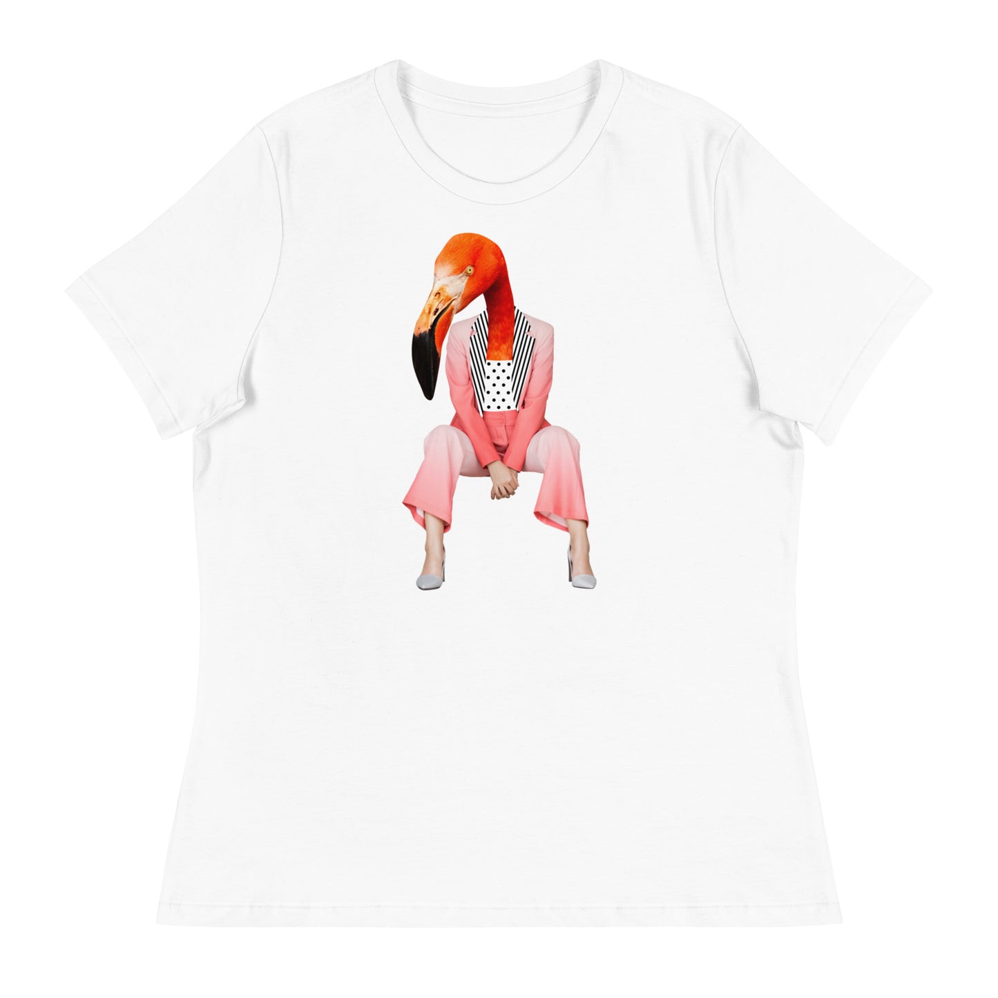 Flamingo Sitting In A Pink Suit Women's Relaxed T-Shirt