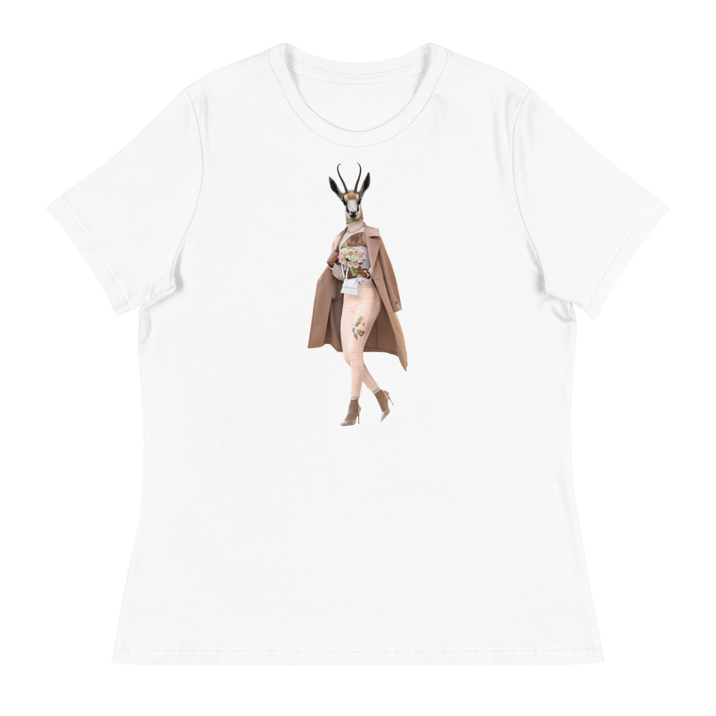 Gazelle In A Trench Coat Collage Women's Relaxed T-Shirt