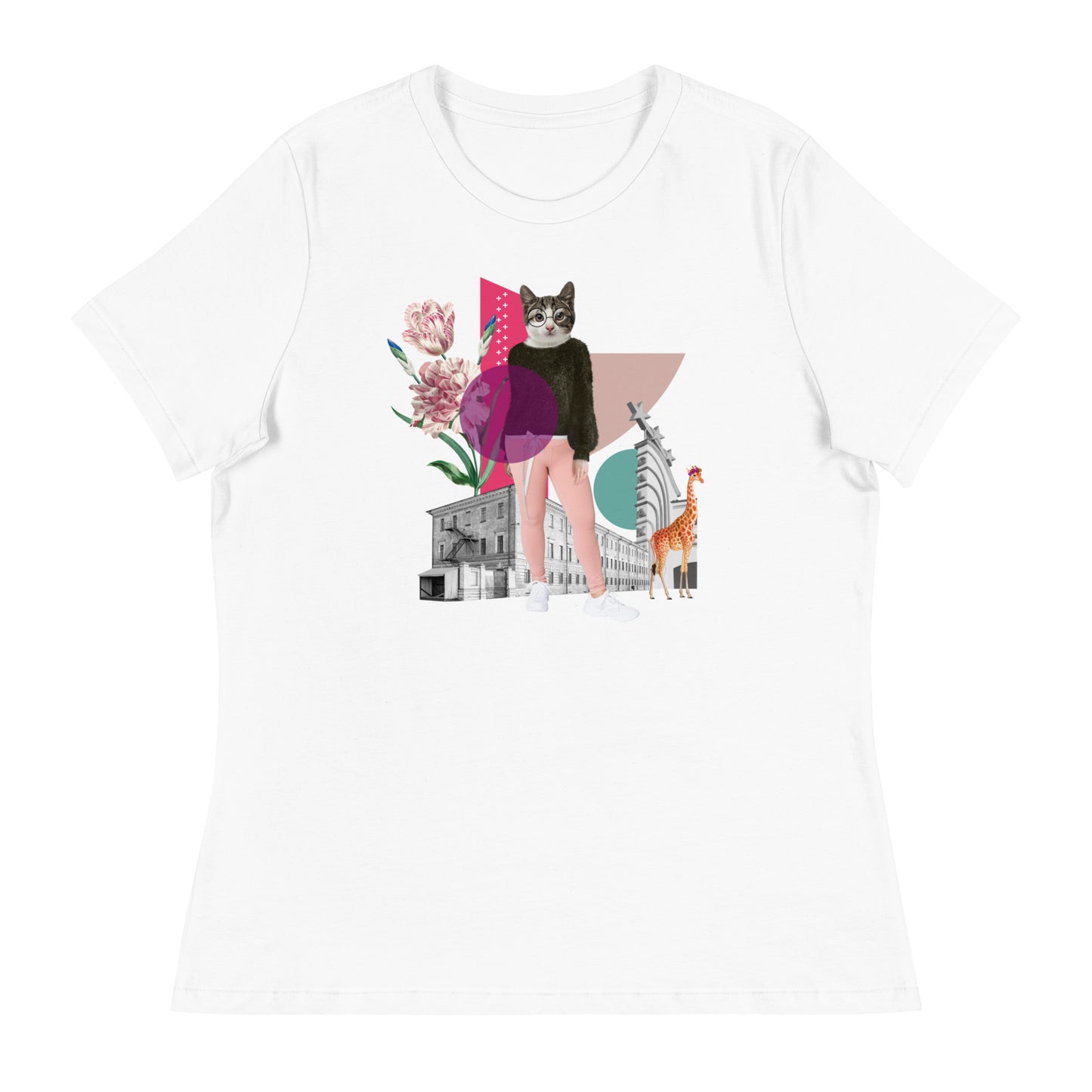 Cat & Giraffe Collage Women's Relaxed T-Shirt