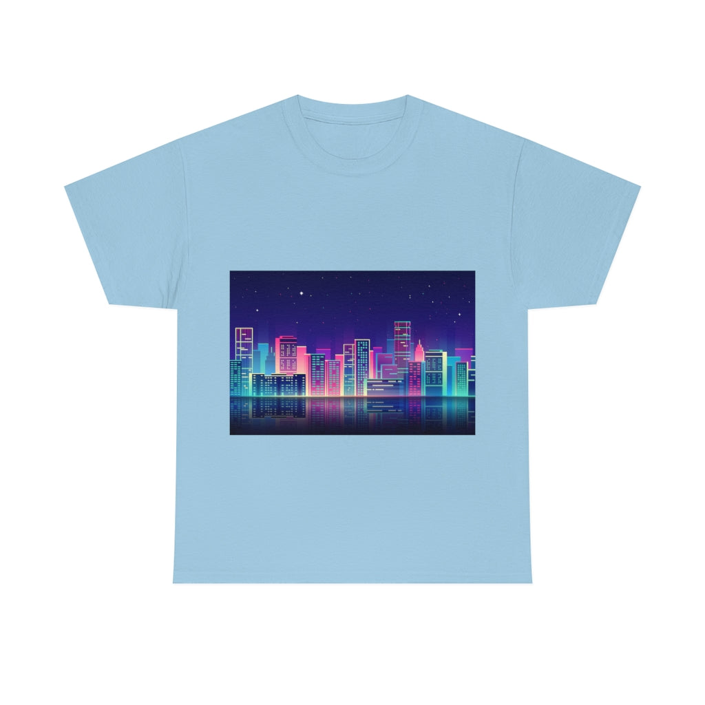 80s Night Skyline Unisex Heavy Cotton Tee