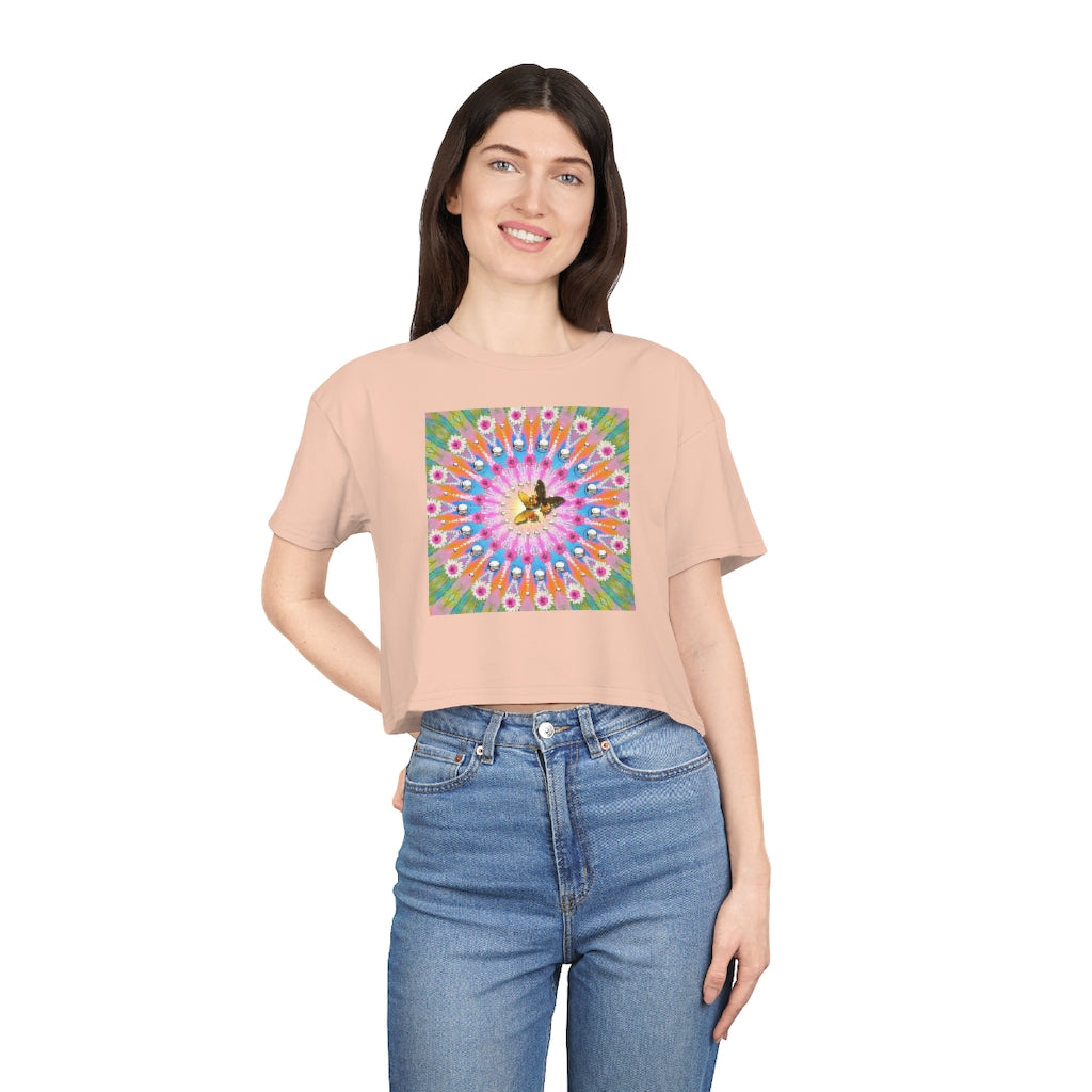 Butterfly Mandala Women's Crop Tee