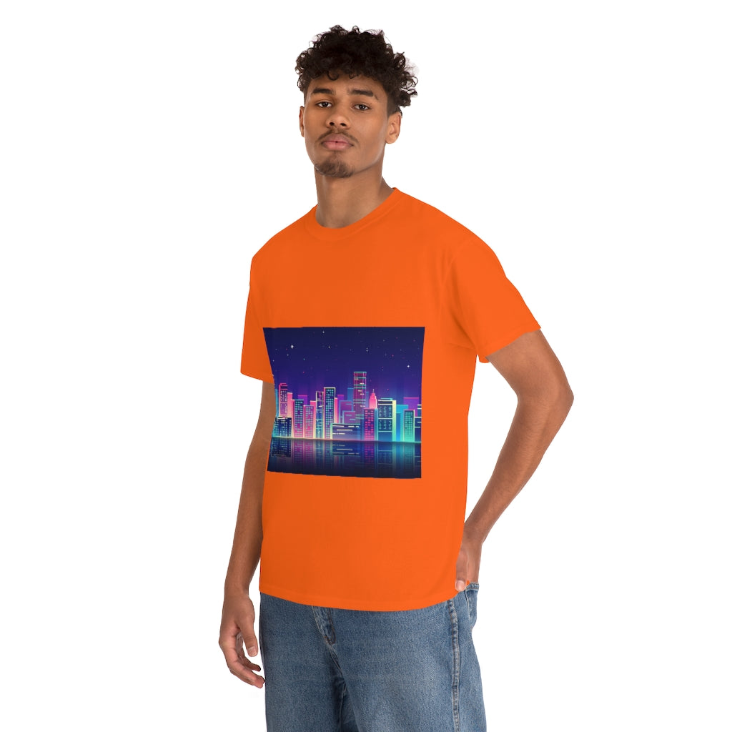 80s Night Skyline Unisex Heavy Cotton Tee