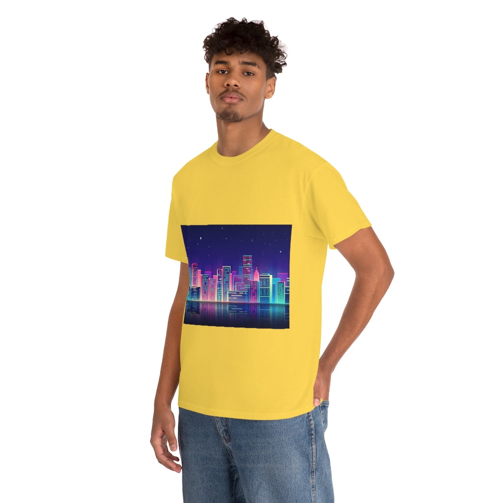 80s Night Skyline Unisex Heavy Cotton Tee