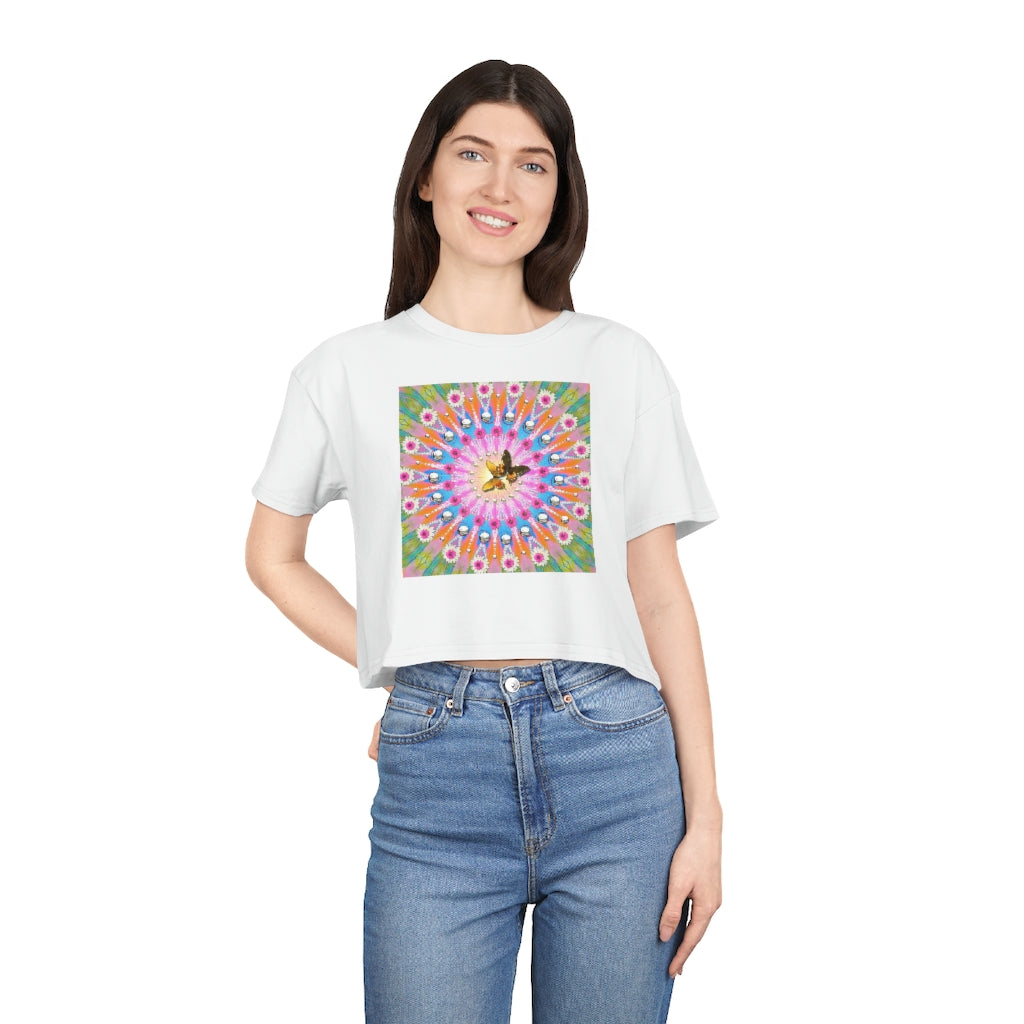 Butterfly Mandala Women's Crop Tee