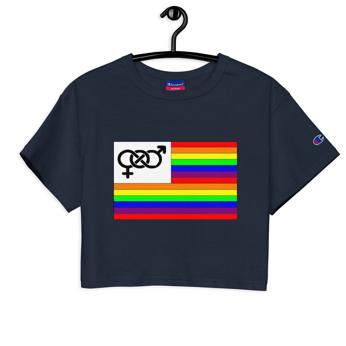 BRIGHT PRIDE FLAG Champion crop top