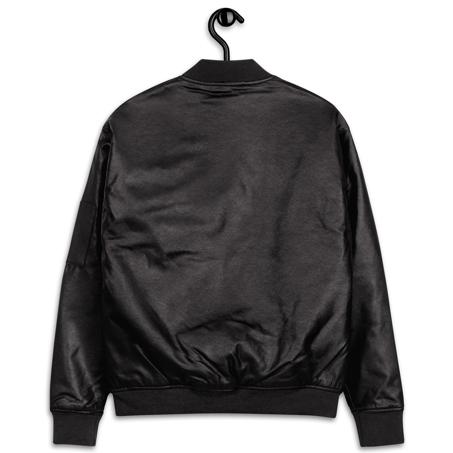 Fist Pump PU Leather Bomber Jacket