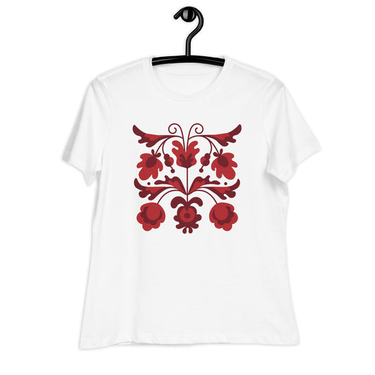 Ukraine Flower Pattern Women's Relaxed T-Shirt