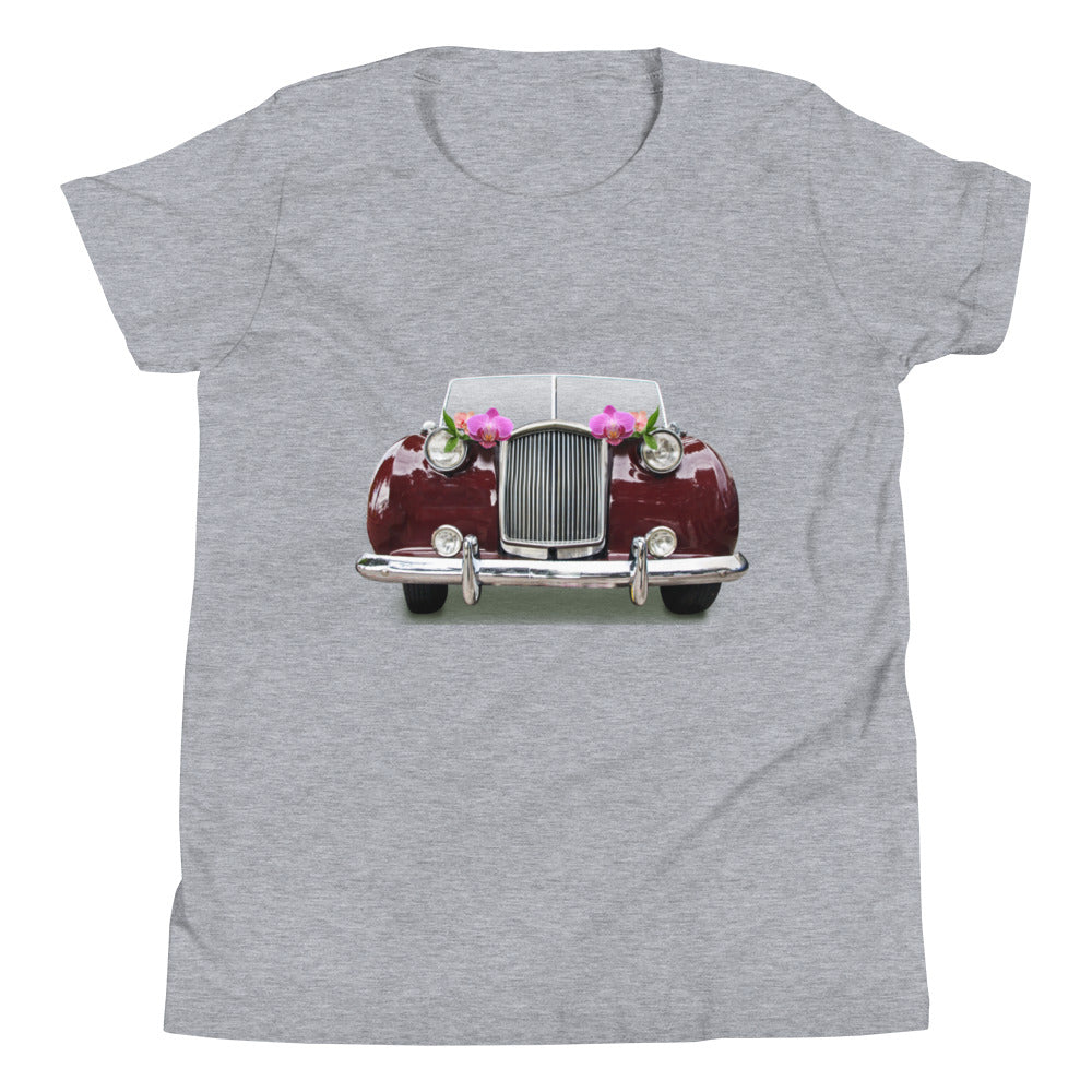 Retro Car with Flowers Youth Short Sleeve T-Shirt