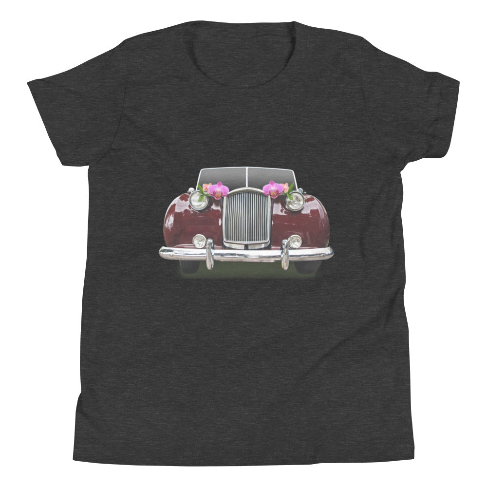 Retro Car with Flowers Youth Short Sleeve T-Shirt