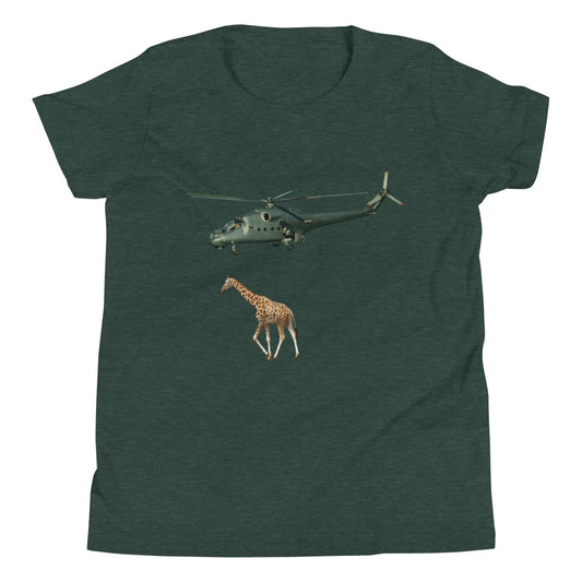 Helicopter & Giraffe Youth Short Sleeve T-Shirt