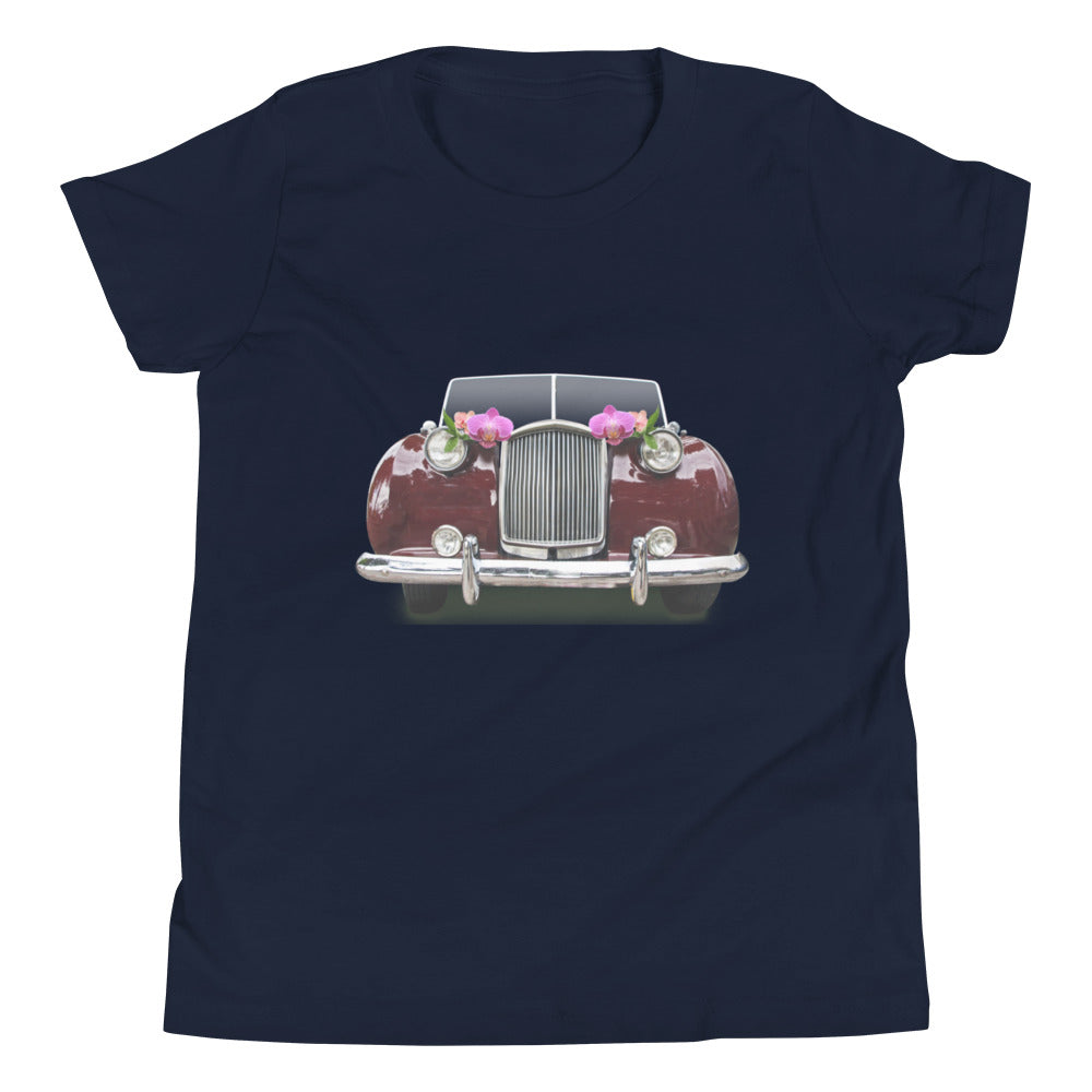 Retro Car with Flowers Youth Short Sleeve T-Shirt