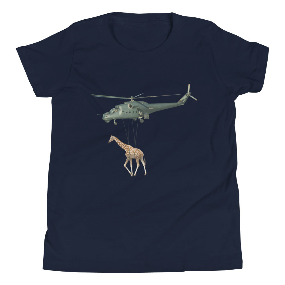 Helicopter & Giraffe Youth Short Sleeve T-Shirt