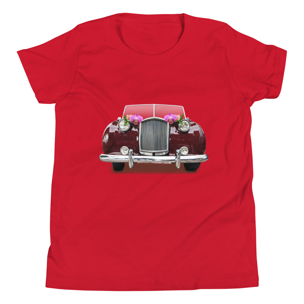 Retro Car with Flowers Youth Short Sleeve T-Shirt